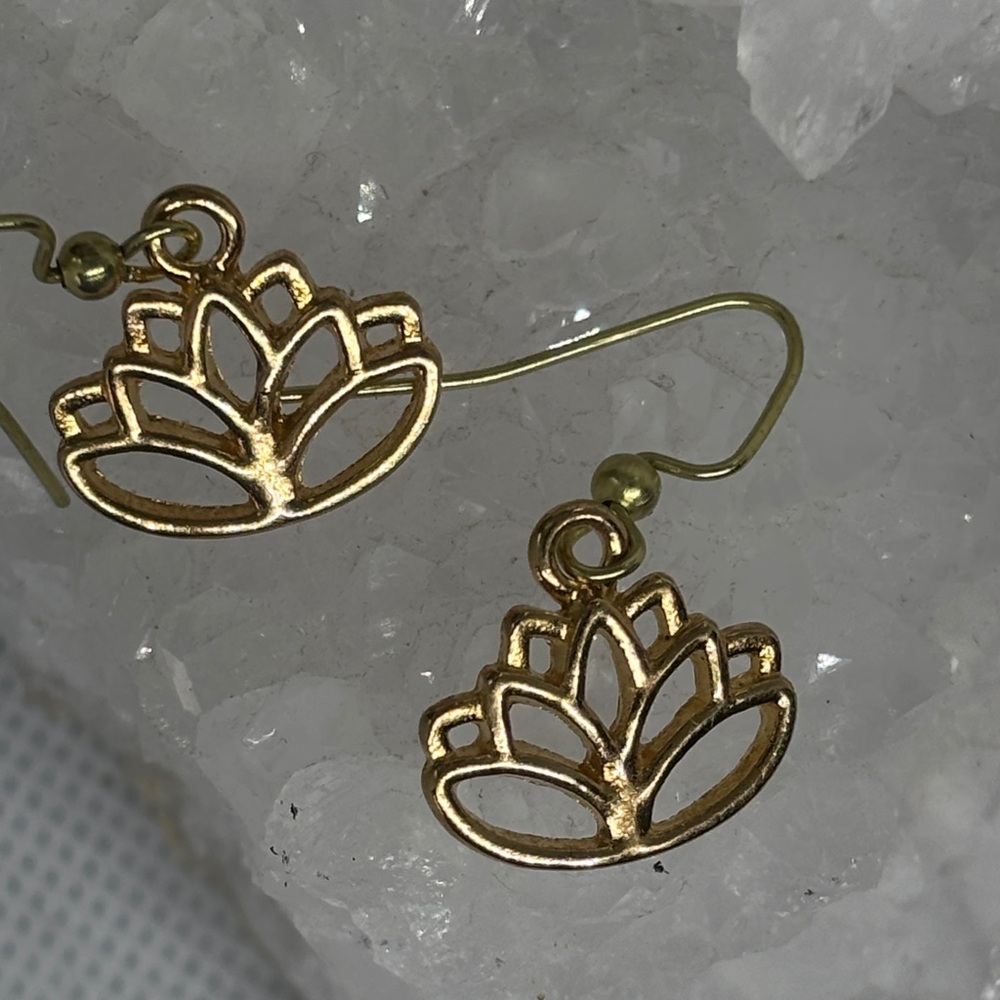 FREE! With purchase; just bundle. Gold Lotus Dangle Earrings - Karuna Devi
